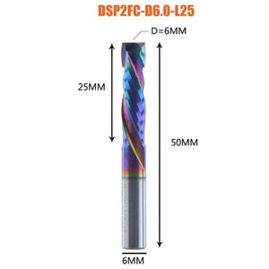 Planet Gates DSP2FC-D6.0-L25 1PC woodwork milling cutter UP &amp; DOWN Cut 2 Flutes Spiral Carbide Milling Tool CNC Router Compression Wood End Mill Cutter Bits