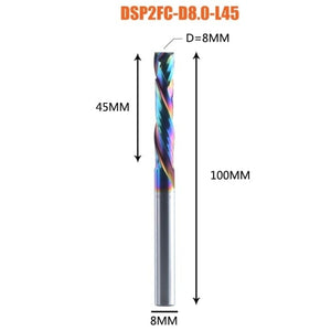 Planet Gates DSP2FC-D8.0-L45 1PC woodwork milling cutter UP &amp; DOWN Cut 2 Flutes Spiral Carbide Milling Tool CNC Router Compression Wood End Mill Cutter Bits
