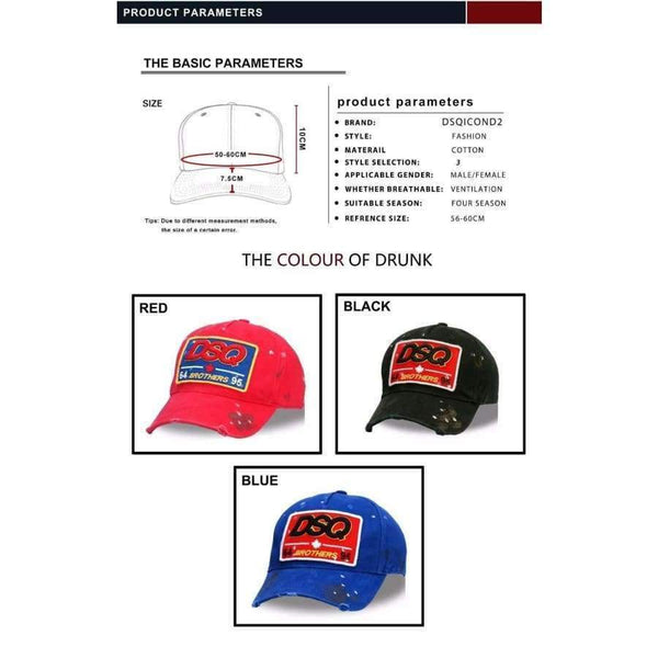 Planet Gates DSQICOND2 Wholesale Cotton Baseball Caps DSQ Letters High Quality Cap Men Women Customer Design DSQ Logo Hat Black Cap Dad Hats