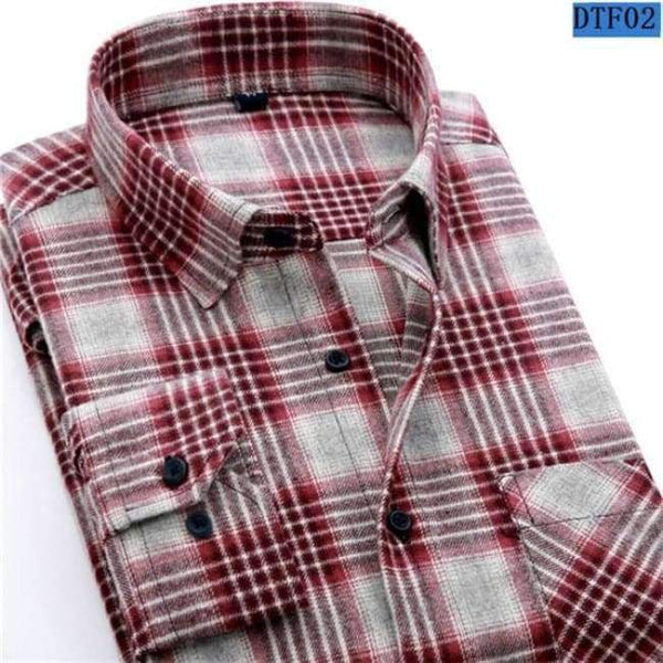 Planet Gates DTF02 / Asian size S Men Flannel Plaid Shirt 100% Cotton 2017 Spring Autumn Casual Long Sleeve Shirt Soft Comfort Slim Fit Styles Brand Man Clothes