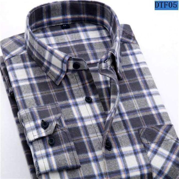Planet Gates DTF05 / Asian size S Men Flannel Plaid Shirt 100% Cotton 2017 Spring Autumn Casual Long Sleeve Shirt Soft Comfort Slim Fit Styles Brand Man Clothes