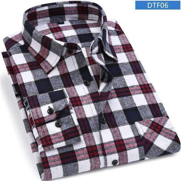 Planet Gates DTF06 / Asian size S Men Flannel Plaid Shirt 100% Cotton 2017 Spring Autumn Casual Long Sleeve Shirt Soft Comfort Slim Fit Styles Brand Man Clothes