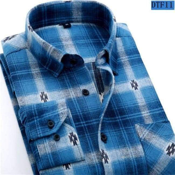 Planet Gates DTF11 / Asian size S Men Flannel Plaid Shirt 100% Cotton 2017 Spring Autumn Casual Long Sleeve Shirt Soft Comfort Slim Fit Styles Brand Man Clothes