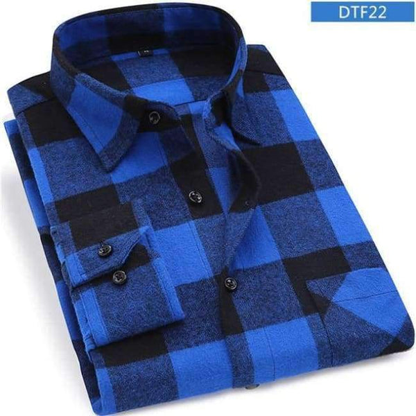 Planet Gates DTF22 / Asian size S Men Flannel Plaid Shirt 100% Cotton 2017 Spring Autumn Casual Long Sleeve Shirt Soft Comfort Slim Fit Styles Brand Man Clothes