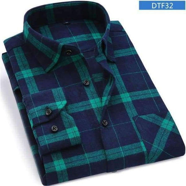 Planet Gates DTF32 / Asian size S Men Flannel Plaid Shirt 100% Cotton 2017 Spring Autumn Casual Long Sleeve Shirt Soft Comfort Slim Fit Styles Brand Man Clothes