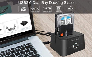 Planet Gates Dual Bay SATA to USB3.0 External Hard Drive Docking Station for 2.5/3.5inch HDD/SSD Offline Clone/Backup/UASP Functions