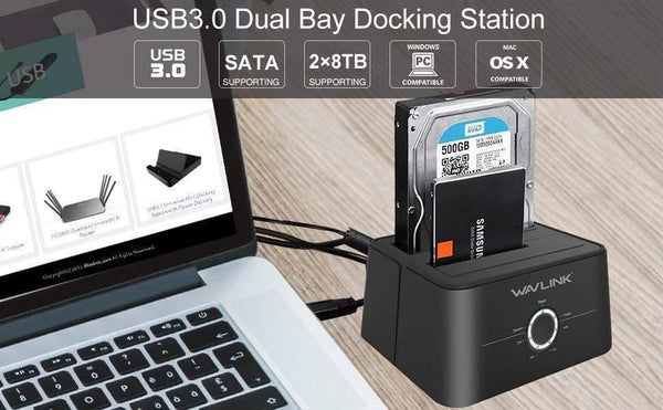 Planet Gates Dual Bay SATA to USB3.0 External Hard Drive Docking Station for 2.5/3.5inch HDD/SSD Offline Clone/Backup/UASP Functions