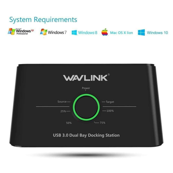 Planet Gates Dual Bay SATA to USB3.0 External Hard Drive Docking Station for 2.5/3.5inch HDD/SSD Offline Clone/Backup/UASP Functions