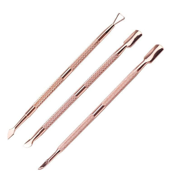 Planet Gates Dual-end Cuticle Pusher Removal Stainless Steel Dead Skin Remover Nail Art DIY Design Tool Nail Polish Scraper Cleaner Rose Gold