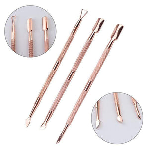 Planet Gates Dual-end Cuticle Pusher Removal Stainless Steel Dead Skin Remover Nail Art DIY Design Tool Nail Polish Scraper Cleaner Rose Gold