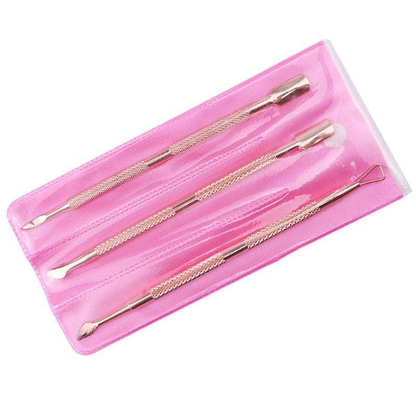 Planet Gates Dual-end Cuticle Pusher Removal Stainless Steel Dead Skin Remover Nail Art DIY Design Tool Nail Polish Scraper Cleaner Rose Gold