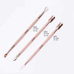 Planet Gates Dual-end Cuticle Pusher Removal Stainless Steel Dead Skin Remover Nail Art DIY Design Tool Nail Polish Scraper Cleaner Rose Gold