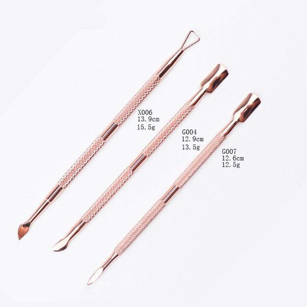 Planet Gates Dual-end Cuticle Pusher Removal Stainless Steel Dead Skin Remover Nail Art DIY Design Tool Nail Polish Scraper Cleaner Rose Gold