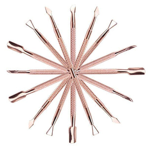 Planet Gates Dual-end Cuticle Pusher Removal Stainless Steel Dead Skin Remover Nail Art DIY Design Tool Nail Polish Scraper Cleaner Rose Gold