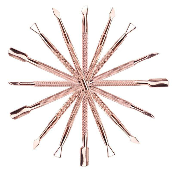 Planet Gates Dual-end Cuticle Pusher Removal Stainless Steel Dead Skin Remover Nail Art DIY Design Tool Nail Polish Scraper Cleaner Rose Gold