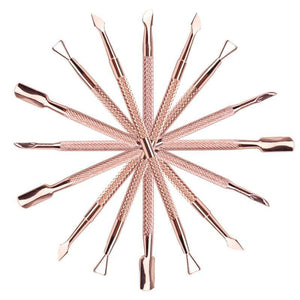 Planet Gates Dual-end Cuticle Pusher Removal Stainless Steel Dead Skin Remover Nail Art DIY Design Tool Nail Polish Scraper Cleaner Rose Gold