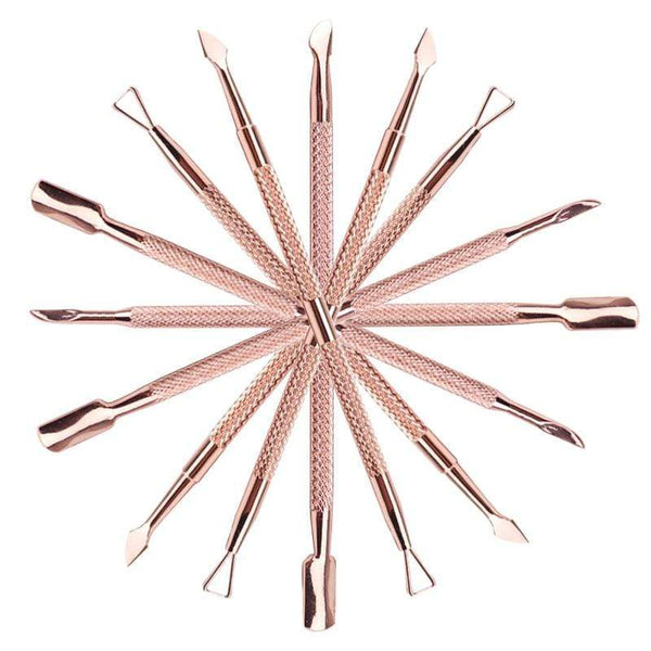Planet Gates Dual-end Cuticle Pusher Removal Stainless Steel Dead Skin Remover Nail Art DIY Design Tool Nail Polish Scraper Cleaner Rose Gold