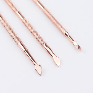 Planet Gates Dual-end Cuticle Pusher Removal Stainless Steel Dead Skin Remover Nail Art DIY Design Tool Nail Polish Scraper Cleaner Rose Gold