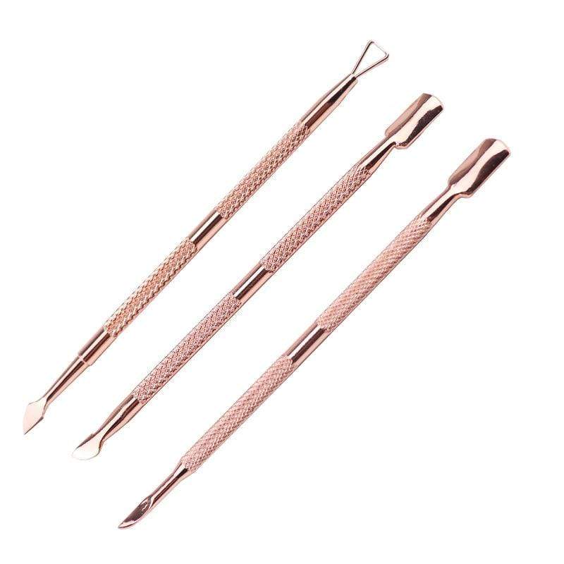 Planet Gates Dual-end Cuticle Pusher Removal Stainless Steel Dead Skin Remover Nail Art DIY Design Tool Nail Polish Scraper Cleaner Rose Gold