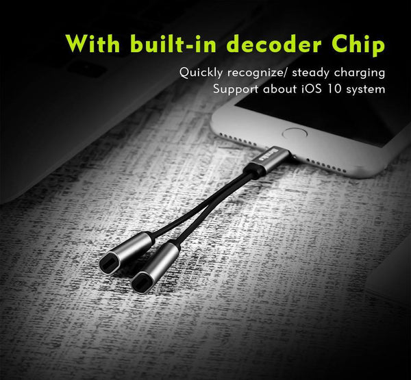 Planet Gates Dual For Lightning Charger Adapter Audio Charger Earphone Jack Cable For Apple iPhone X 10 8 7 6s Plus Support iOS 11 10