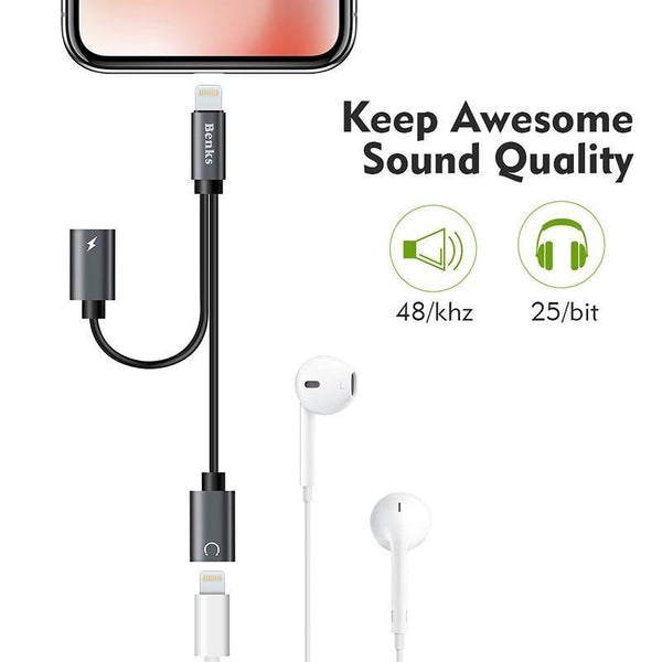 Planet Gates Dual For Lightning Charger Adapter Audio Charger Earphone Jack Cable For Apple iPhone X 10 8 7 6s Plus Support iOS 11 10
