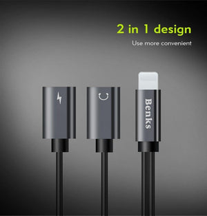 Planet Gates Dual For Lightning Charger Adapter Audio Charger Earphone Jack Cable For Apple iPhone X 10 8 7 6s Plus Support iOS 11 10