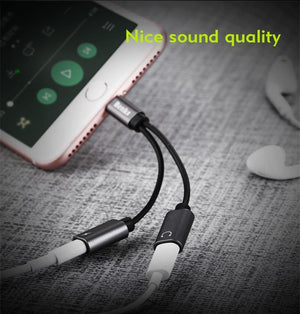 Planet Gates Dual For Lightning Charger Adapter Audio Charger Earphone Jack Cable For Apple iPhone X 10 8 7 6s Plus Support iOS 11 10