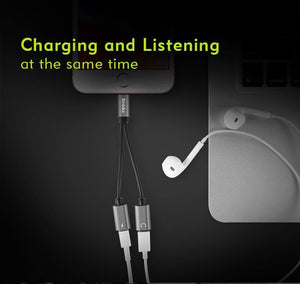 Planet Gates Dual For Lightning Charger Adapter Audio Charger Earphone Jack Cable For Apple iPhone X 10 8 7 6s Plus Support iOS 11 10