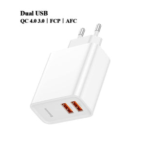 Baseus Dual USB Fast Charger 30W Support Quick Charge 4.0 3.0 Phone Charger Portable USB C PD Charger QC 4.0 3.0 ForXiaomi