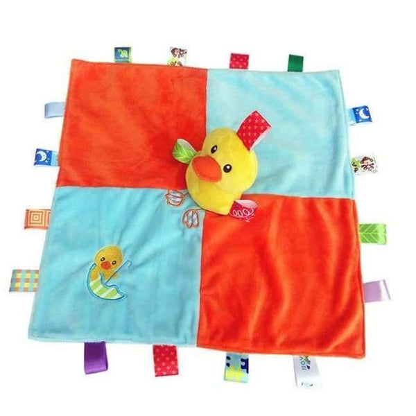 Planet Gates duck Animal Appease Towel Baby Plush Rattle Blankie of Infant Comforter Appease Toys Bed Sleep Animal Cloth Blanket Cartoon Toys