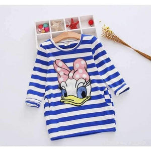 Planet Gates Duck Bule / 2T Girls Dress Cartoon Kids Dresses For Girl Clothes 2-8Y Baby children clothing Vestidos Costume Roupas Infantis Menina