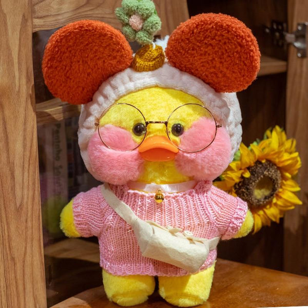 Planet Gates Duck Plush Clothes Plushie Soft Figures Plush Yellow Pink White 30CM Cute LaLafanfan Duck Ins Animal Doll Toys Gifts For Girls