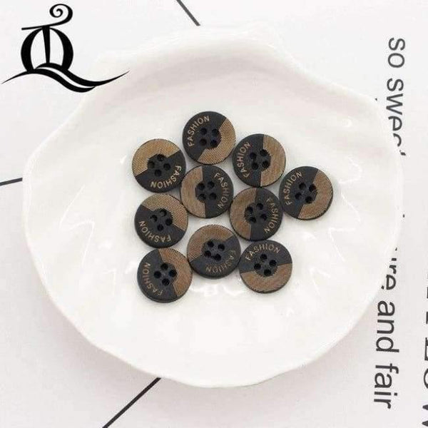 Planet Gates Dull 10 color mix British style black 100pcs picture Print 4 Holes Wooden Buttons 15mm Sewing Scrapbooking Crafts,tq BUTTONS 12