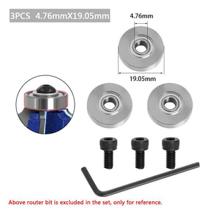 Planet Gates Durable Steel Bearings Accessories Kit Fits for Router bits Heads and Shank Top Mounted 1/2, 3/8, 3/4 Bearing &amp; Stop Ring