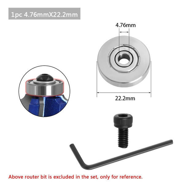 Planet Gates Durable Steel Bearings Accessories Kit Fits for Router bits Heads and Shank Top Mounted 1/2, 3/8, 3/4 Bearing &amp; Stop Ring
