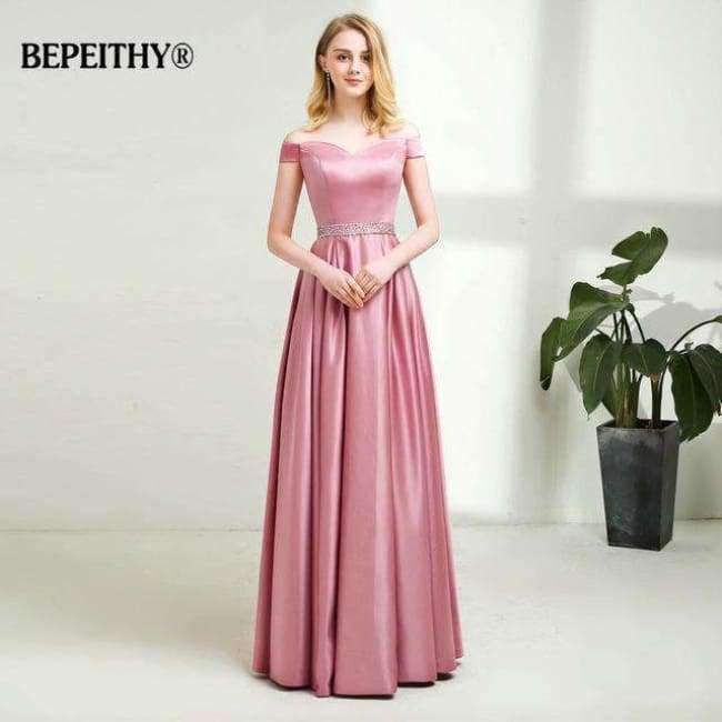 Planet Gates A-line Long Evening Dress Vintage Off The Shoulder Prom Dresses Crystal Belt Robe De Soiree 2017