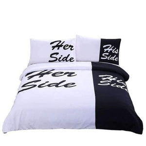 Planet Gates Duvet Cover Set 001 / USA Twin / China Bedding Black and White Bedding Set His Side & Her Side Couple Home textiles Soft Duvet Cover with Pillowcases 3Pcs Hot
