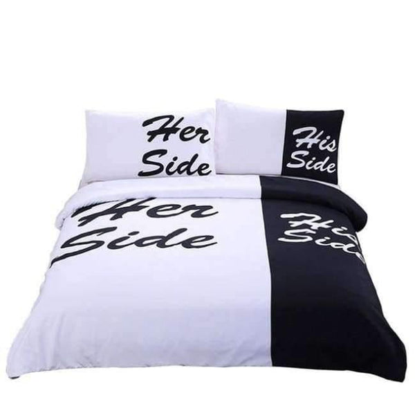 Planet Gates Duvet Cover Set 001 / USA Twin / China Bedding Black and White Bedding Set His Side & Her Side Couple Home textiles Soft Duvet Cover with Pillowcases 3Pcs Hot