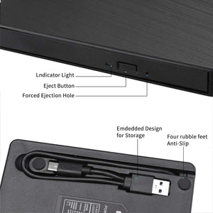Planet Gates DVD Drive USB 3.0/Type-C Optical Drive portable DVD RW CD burner Suppot SD cards Reader for Macs Laptop Windows PC