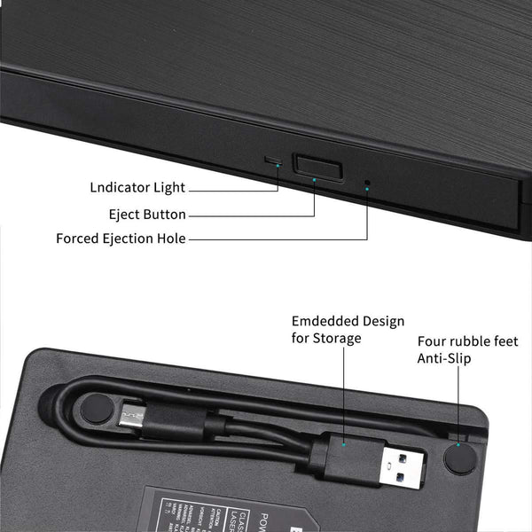 Planet Gates DVD Drive USB 3.0/Type-C Optical Drive portable DVD RW CD burner Suppot SD cards Reader for Macs Laptop Windows PC