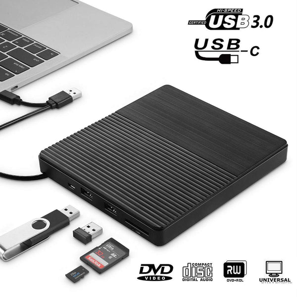 Planet Gates DVD Drive USB 3.0/Type-C Optical Drive portable DVD RW CD burner Suppot SD cards Reader for Macs Laptop Windows PC