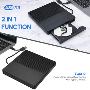 Planet Gates DVD Drive USB 3.0/Type-C Optical Drive portable DVD RW CD burner Suppot SD cards Reader for Macs Laptop Windows PC