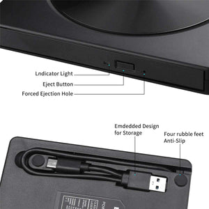 Planet Gates DVD Drive USB 3.0/Type-C Optical Drive portable DVD RW CD burner Suppot SD cards Reader for Macs Laptop Windows PC