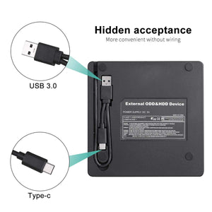 Planet Gates DVD Drive USB 3.0/Type-C Optical Drive portable DVD RW CD burner Suppot SD cards Reader for Macs Laptop Windows PC