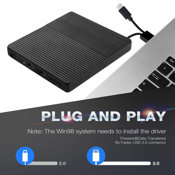 Planet Gates DVD Drive USB 3.0/Type-C Optical Drive portable DVD RW CD burner Suppot SD cards Reader for Macs Laptop Windows PC
