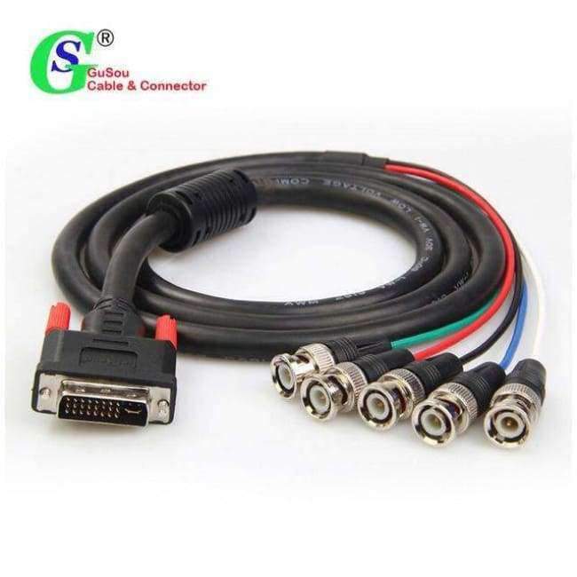 Planet Gates GuSou VGA DVI to RGBHV Component 5x BNC Breakout Video Adapter Cable DVI-I 24+5