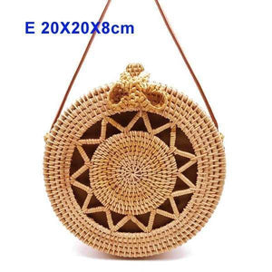 Planet Gates E lou kong wu jiao Round Straw Bags Women Summer Rattan Bag Handmade Woven Beach Cross Body Bag Circle Bohemia Handbag Bali Lowest price L31
