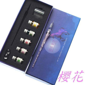 Planet Gates E Rainbow Glass Pen Dip pen Gift Set Starry sky Color ink Pen Creative Writing Tools Pluma Estilografica