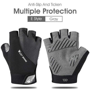 Planet Gates E Style Gray / S Cycling Gloves Half Finger Anti Slip Shockproof Bike Gloves Gel Pad Summer Women Men Sports MTB Road Bicycle Gloves