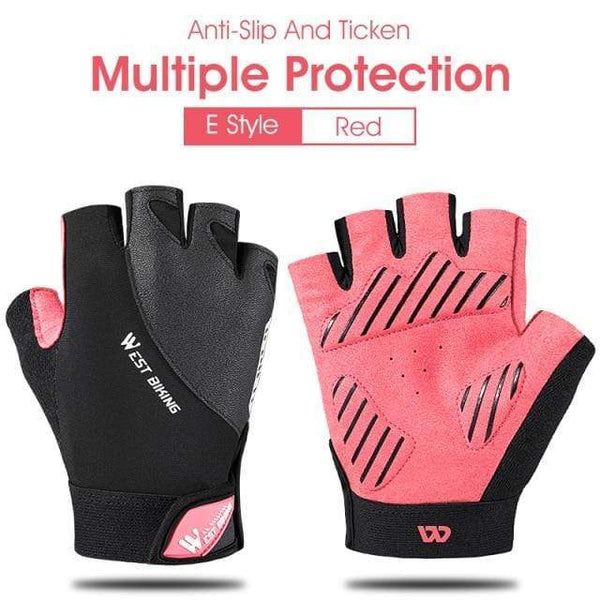 Planet Gates E Style Rose / S Cycling Gloves Half Finger Anti Slip Shockproof Bike Gloves Gel Pad Summer Women Men Sports MTB Road Bicycle Gloves